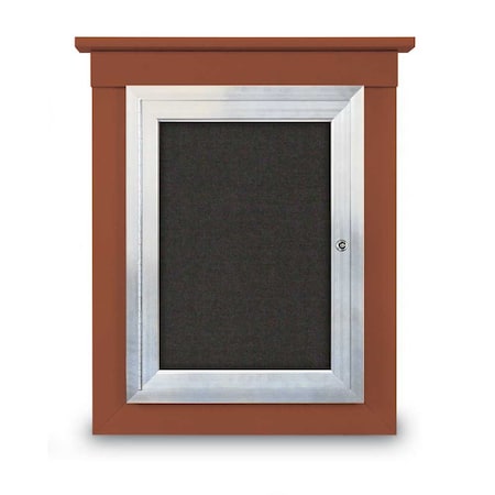 United Visual Products 72"x48" 3-Door Enclosed Letterboard, Black Felt/Walnut UV2628O-WALNUT-BLACK